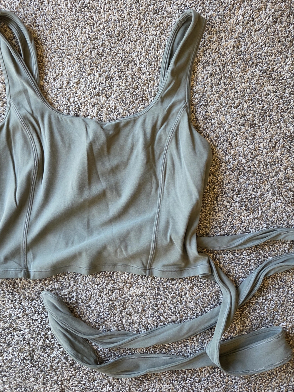 Lululemon athletica Sage Green Crop Top Tank W/ Side Tie Accent